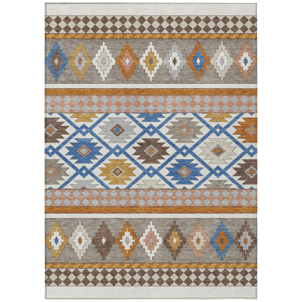 HomeRoots 10 X 14 Southwestern Geometric Washable Polyester Area Rug for Indoor Outdoor Use 728707