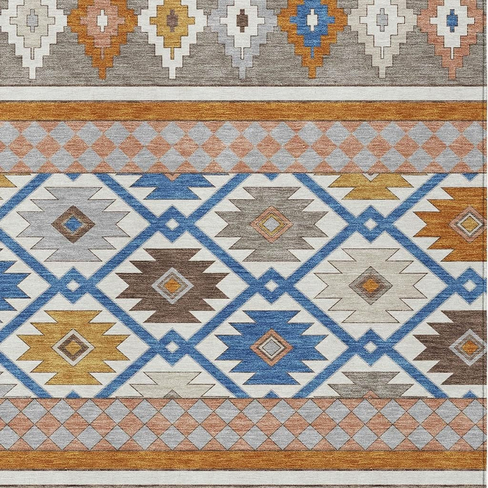 HomeRoots 10 X 14 Southwestern Geometric Washable Polyester Area Rug for Indoor Outdoor Use 728707