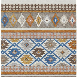 10 X 14 Southwestern Geometric Washable Polyester Area Rug for Indoor Outdoor Use