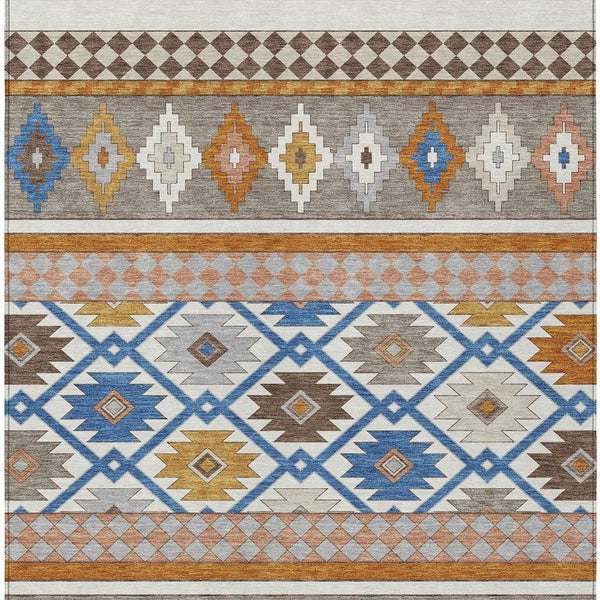 10 X 14 Southwestern Geometric Washable Polyester Area Rug for Indoor Outdoor Use