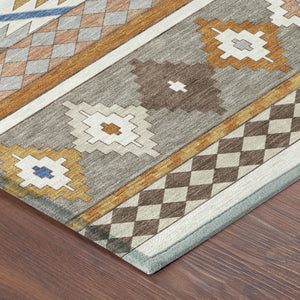 10 X 14 Southwestern Geometric Washable Polyester Area Rug for Indoor Outdoor Use