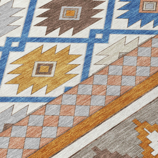 10 X 14 Southwestern Geometric Washable Polyester Area Rug for Indoor Outdoor Use