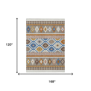 10 X 14 Southwestern Geometric Washable Polyester Area Rug for Indoor Outdoor Use