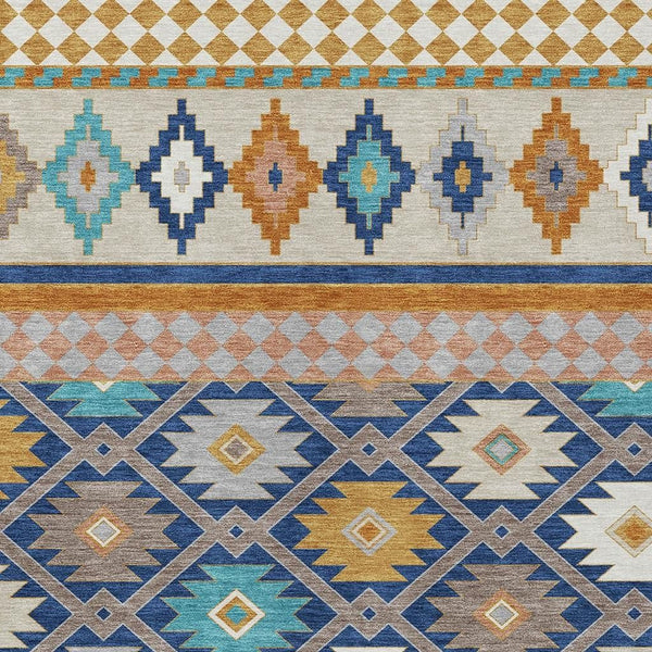 Southwestern Geometric Washable Polyester Area Rug for Stylish Indoor Outdoor Living Spaces