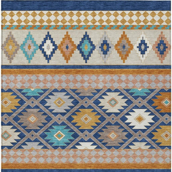 Southwestern Geometric Washable Polyester Area Rug for Stylish Indoor Outdoor Living Spaces