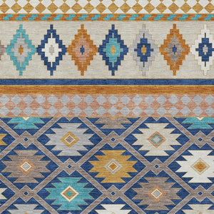 Southwestern Geometric Washable Polyester Area Rug for Stylish Indoor Outdoor Living Spaces