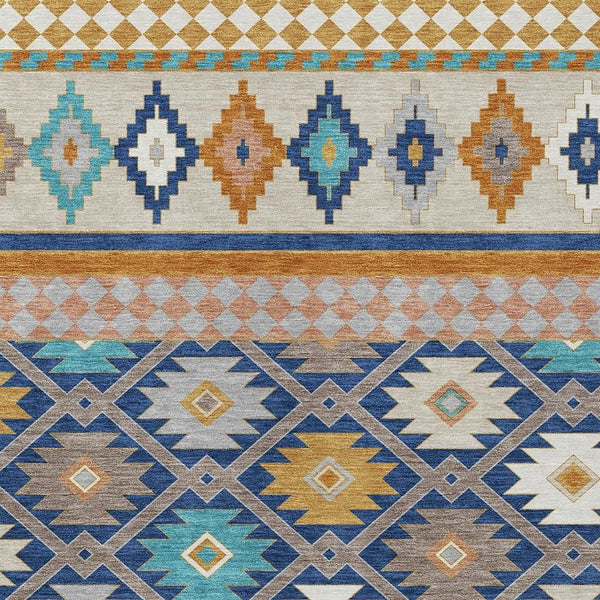 Southwestern Geometric Washable Polyester Area Rug for Stylish Indoor Outdoor Living Spaces