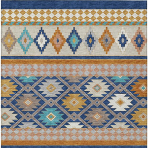 Southwestern Geometric Washable Polyester Area Rug for Stylish Indoor Outdoor Living Spaces