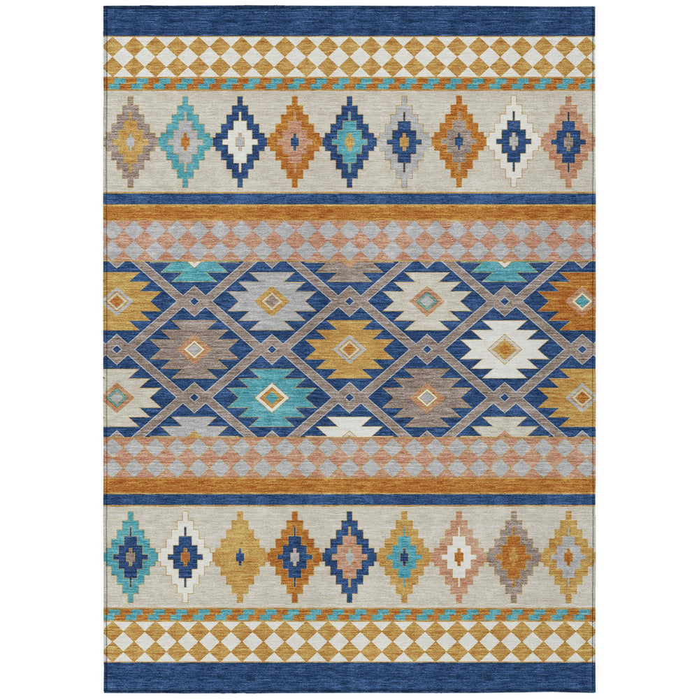 HomeRoots Southwestern Geometric Washable Polyester Area Rug for Stylish Indoor Outdoor Living Spaces 10' x 14' 728713
