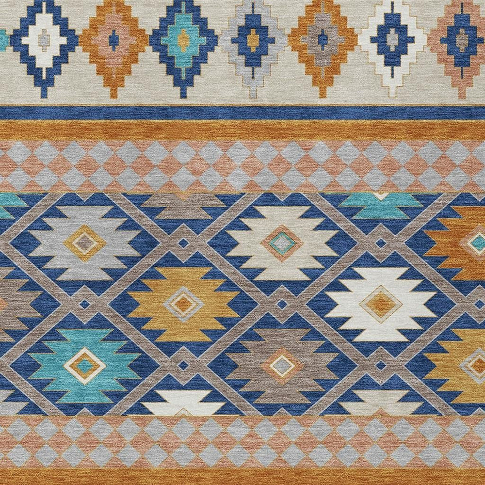 HomeRoots Southwestern Geometric Washable Polyester Area Rug for Stylish Indoor Outdoor Living Spaces 10' x 14' 728713