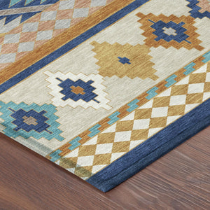 Southwestern Geometric Washable Polyester Area Rug for Stylish Indoor Outdoor Living Spaces