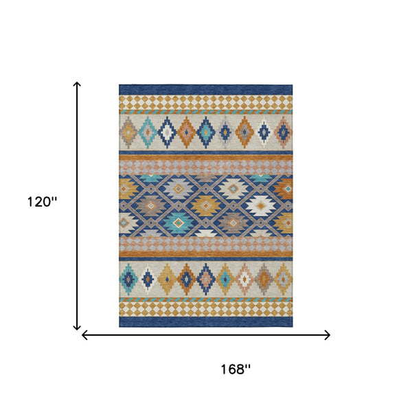 Southwestern Geometric Washable Polyester Area Rug for Stylish Indoor Outdoor Living Spaces