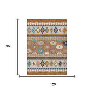 Southwestern Geometric Polyester Area Rug Washable Low Pile for Indoor Outdoor Spaces
