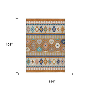 Southwestern Geometric Polyester Area Rug Washable Low Pile for Indoor Outdoor Spaces