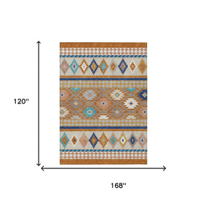 Southwestern Geometric Polyester Area Rug Washable Low Pile for Indoor Outdoor Spaces