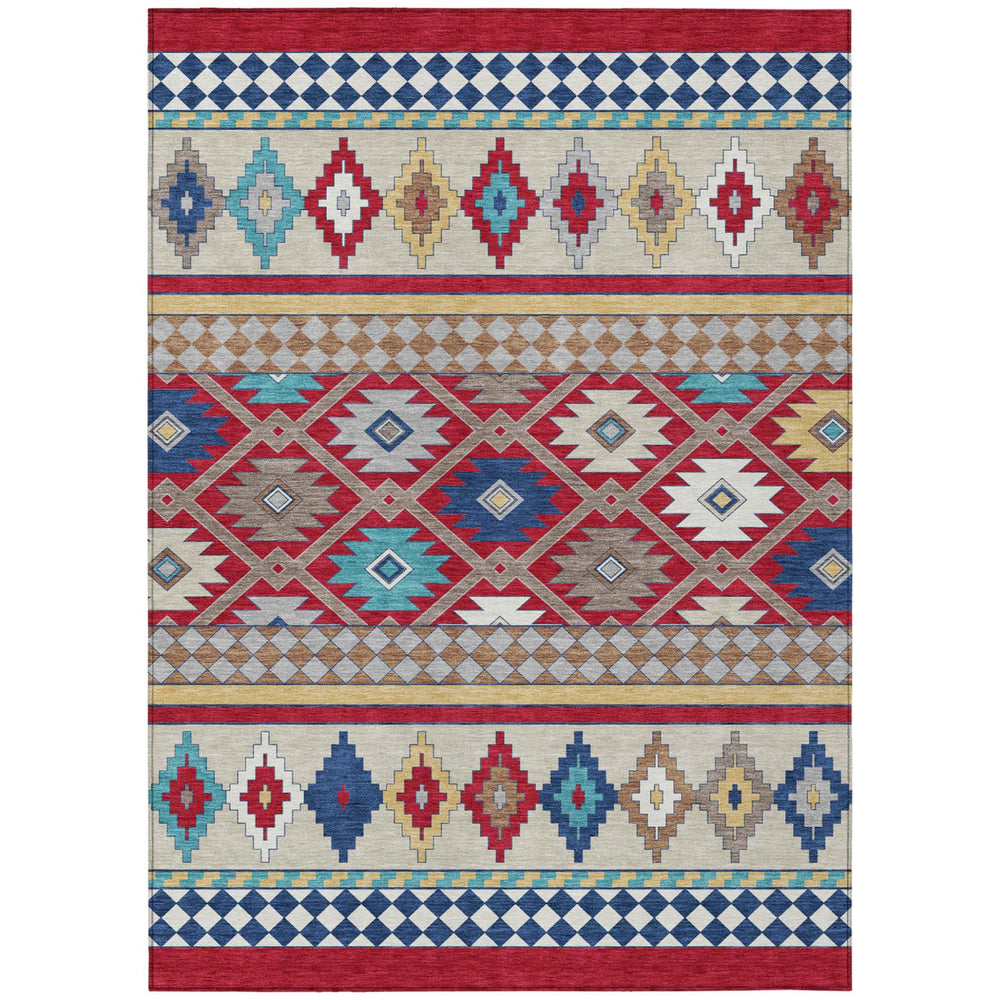 HomeRoots 10x14 Southwestern Polyester Area Rug Machine Washable Indoor Outdoor Patio Use 728725