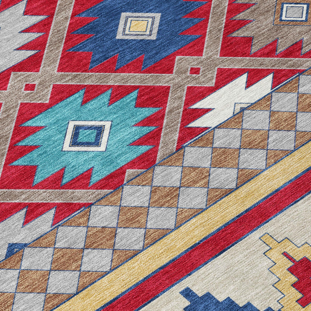 HomeRoots 10x14 Southwestern Polyester Area Rug Machine Washable Indoor Outdoor Patio Use 728725