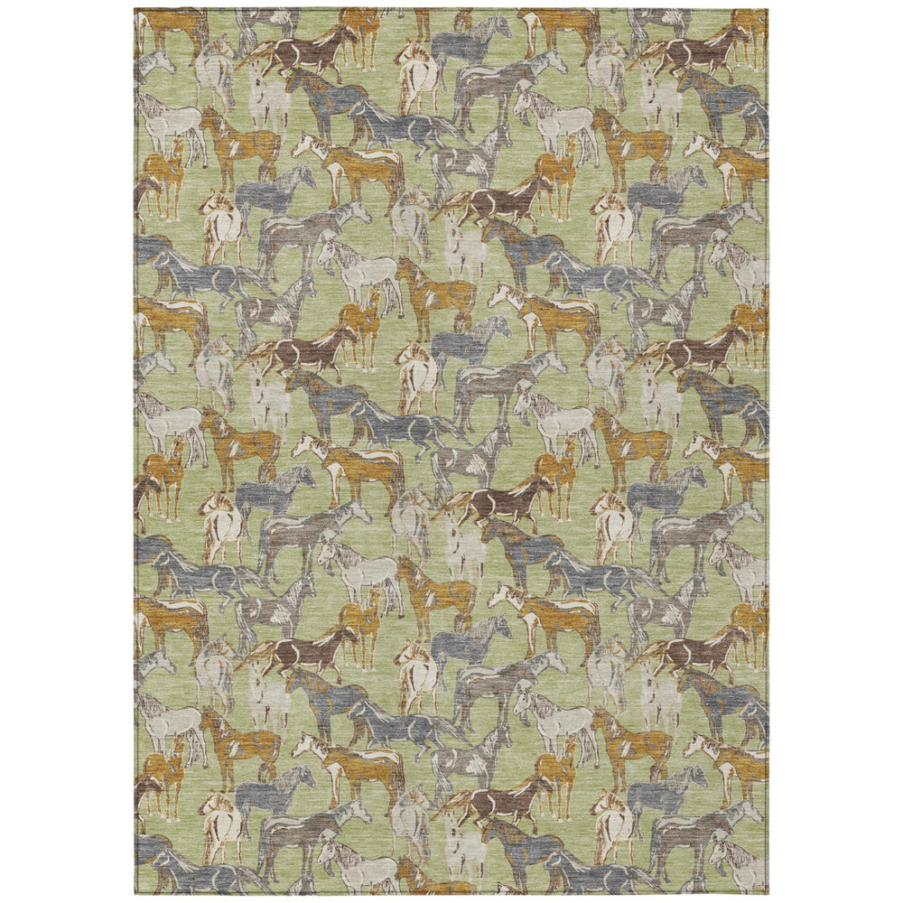 HomeRoots Horse Motif Washable Polyester Area Rug Uv Stain Resistant for Indoor Outdoor Farmhouse Spaces 8' x 10' 728729