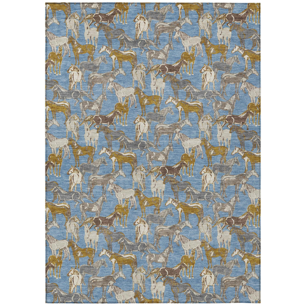 HomeRoots Washable Horse Motif Polyester Area Rug Uv Resistant for Indoor Outdoor Farmhouse Decor 5' x 8' 728739