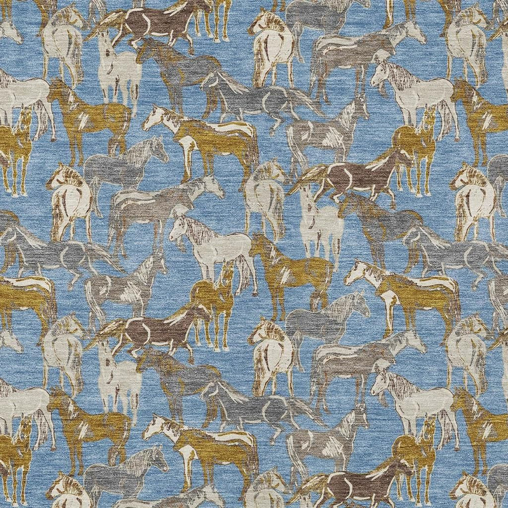 HomeRoots Washable Horse Motif Polyester Area Rug Uv Resistant for Indoor Outdoor Farmhouse Decor 5' x 8' 728739