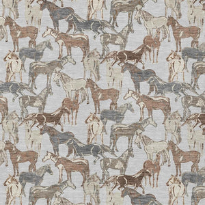 Equestrian Horse Motif Polyester Area Rug Machine Washable for Indoor Outdoor Living Spaces