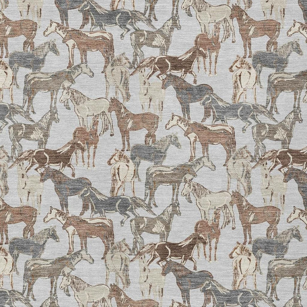 Equestrian Horse Motif Polyester Area Rug Machine Washable for Indoor Outdoor Living Spaces