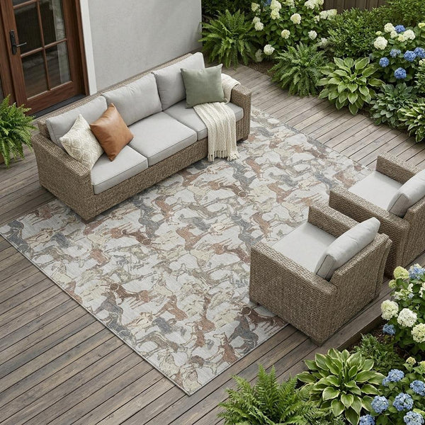 Equestrian Horse Motif Polyester Area Rug Machine Washable for Indoor Outdoor Living Spaces