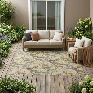 Horse Motif Washable Polyester Area Rug for Farmhouse Indoor Outdoor Patios and Living Rooms