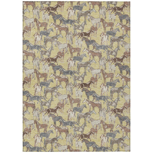 HomeRoots Horse Motif Washable Polyester Area Rug for Farmhouse Indoor Outdoor Patios and Living Rooms 5' x 8' 728775