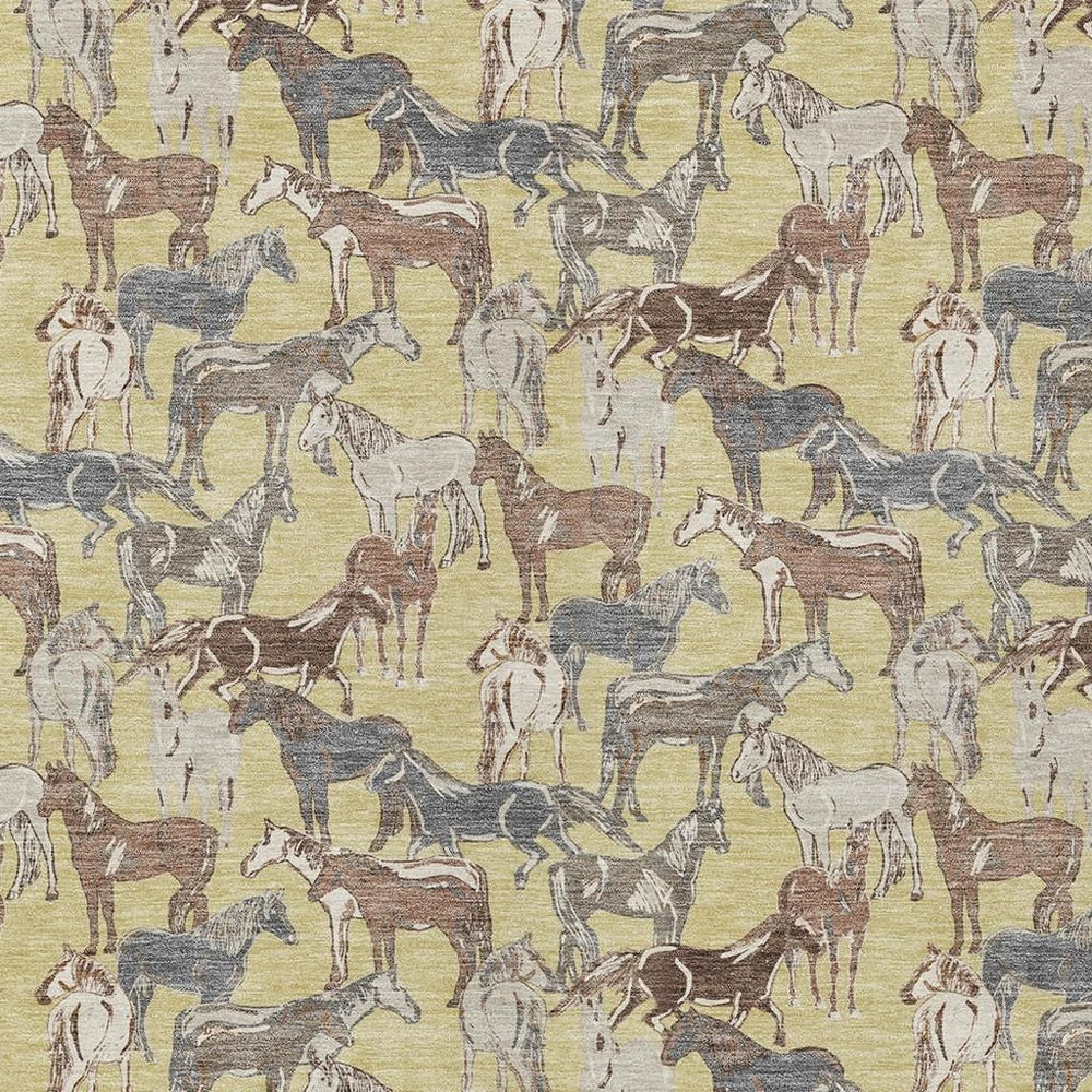 HomeRoots Horse Motif Washable Polyester Area Rug for Farmhouse Indoor Outdoor Patios and Living Rooms 5' x 8' 728775