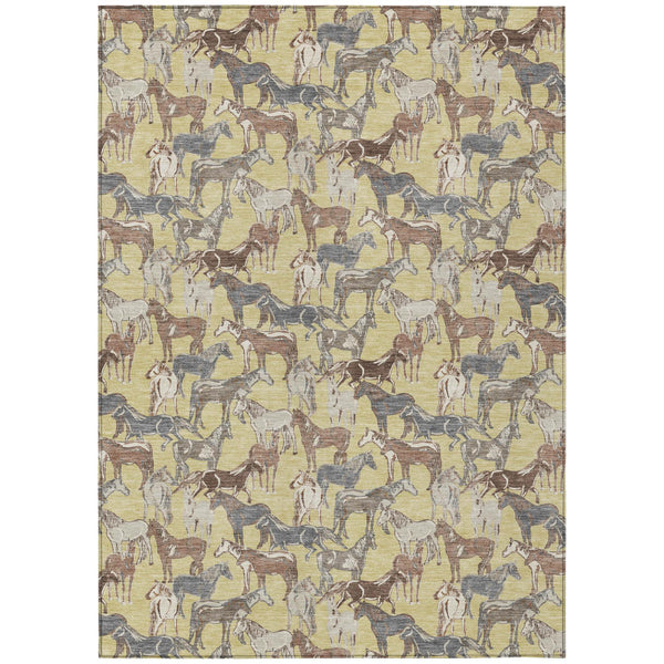 Horse Motif Washable Polyester Area Rug for Farmhouse Indoor Outdoor Patios and Living Rooms