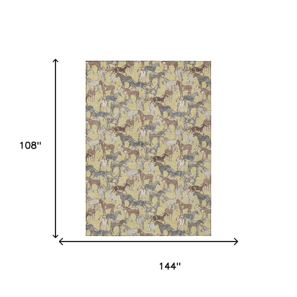 Horse Motif Washable Polyester Area Rug for Farmhouse Indoor Outdoor Patios and Living Rooms