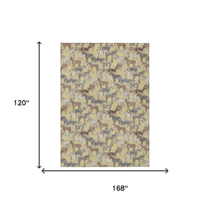 Horse Motif Washable Polyester Area Rug for Farmhouse Indoor Outdoor Patios and Living Rooms