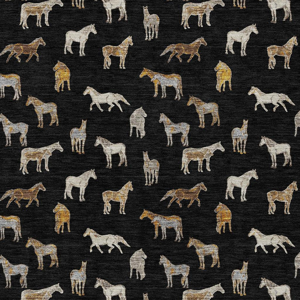 HomeRoots 10 X 14 Horse Motif Washable Polyester Area Rug for Patio Farmhouse Indoor Use 728791
