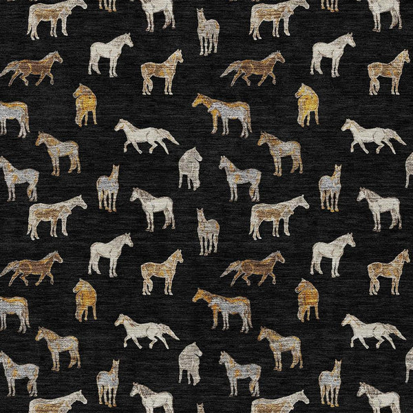 10 X 14 Horse Motif Washable Polyester Area Rug for Patio Farmhouse Indoor Use