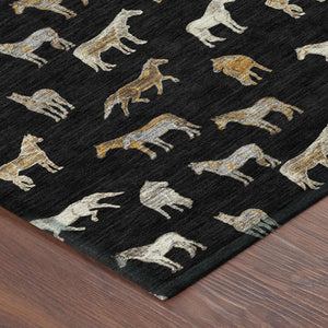 10 X 14 Horse Motif Washable Polyester Area Rug for Patio Farmhouse Indoor Use