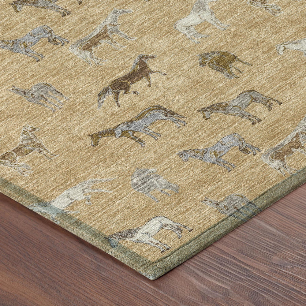 8x10 Equestrian Horse Motif Polyester Area Rug Uv Resistant Indoor Outdoor Use