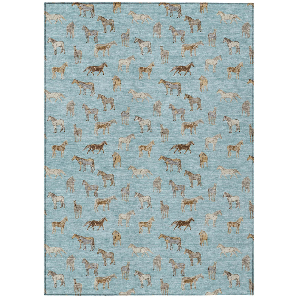 HomeRoots Horse Motif Washable Polyester Area Rug for Indoor Outdoor Patios Entryways and Living Rooms 10' x 14' 728827