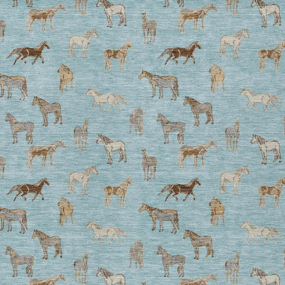 HomeRoots Horse Motif Washable Polyester Area Rug for Indoor Outdoor Patios Entryways and Living Rooms 10' x 14' 728827