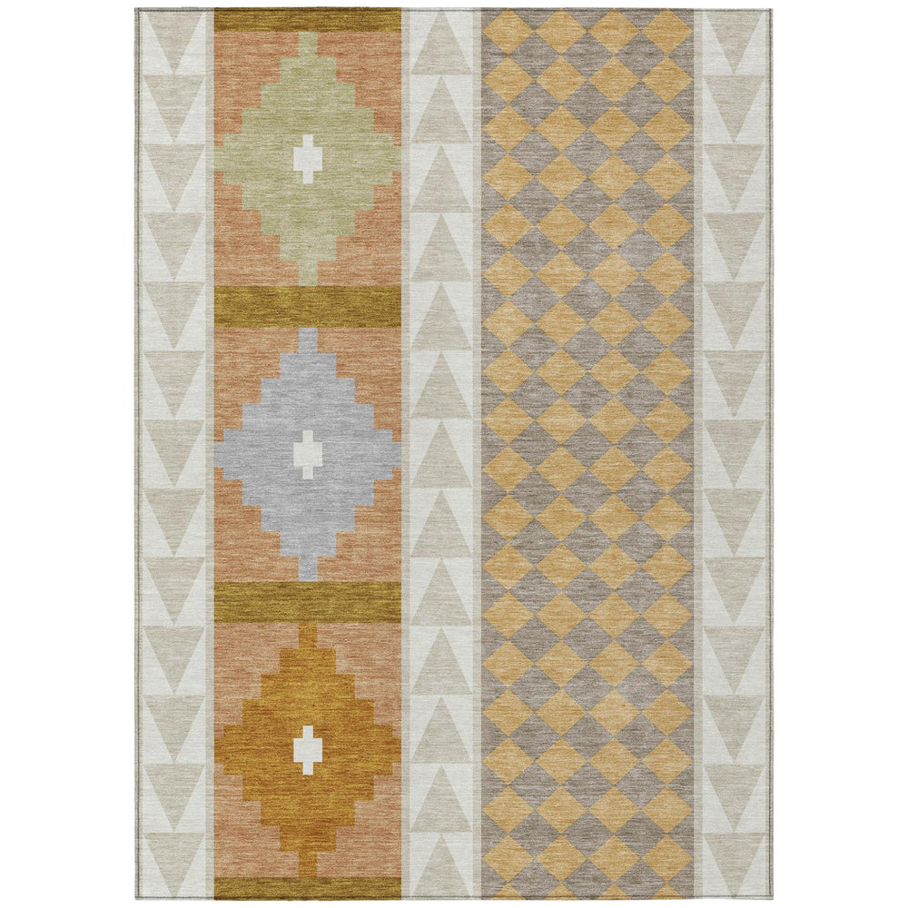 HomeRoots 5 X 8 Southwestern Geometric Washable Polyester Rug for Indoor Outdoor Living 728835