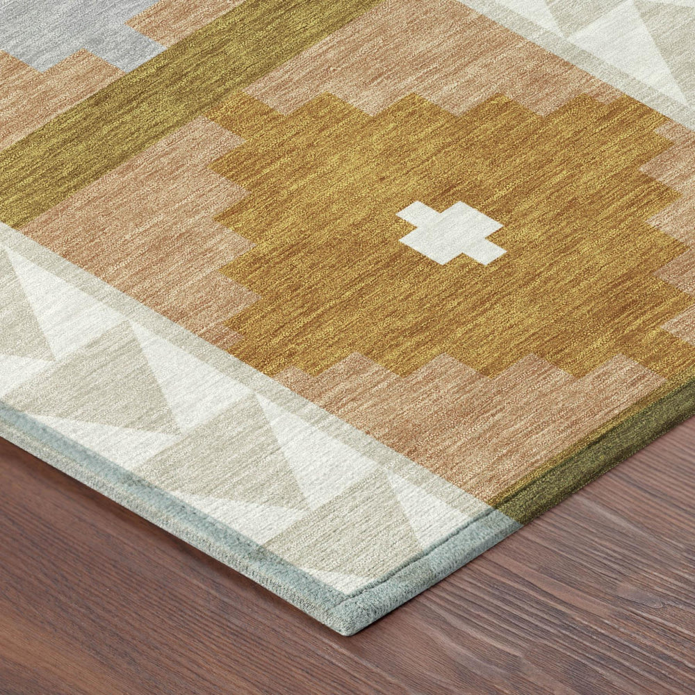 HomeRoots 5 X 8 Southwestern Geometric Washable Polyester Rug for Indoor Outdoor Living 728835
