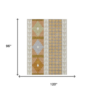 8 Ft X 10 Ft Southwestern Geometric Polyester Area Rug for Indoor Outdoor Spaces