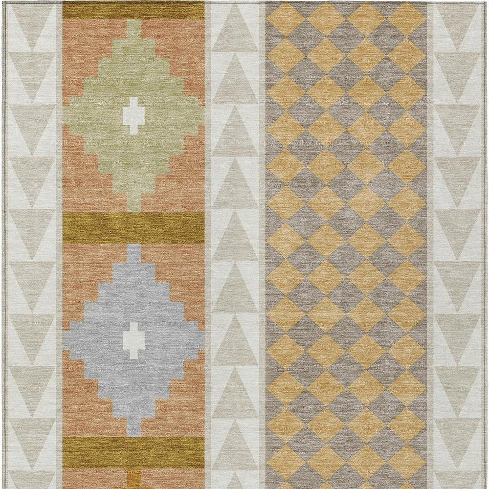 HomeRoots 9x12 Southwestern Geometric Washable Polyester Area Rug for Indoor Outdoor Spaces 728838