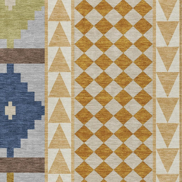 Southwestern Polyester Area Rug Washable Indoor Outdoor Low Pile Patio and Living Room Decor