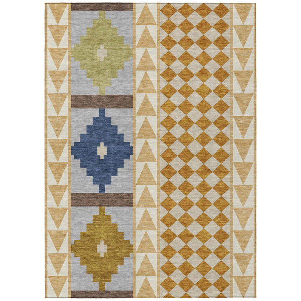 Southwestern Polyester Area Rug Washable Indoor Outdoor Low Pile Patio and Living Room Decor