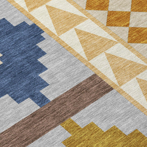 Southwestern Polyester Area Rug Washable Indoor Outdoor Low Pile Patio and Living Room Decor