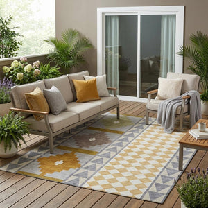 Southwestern Polyester Area Rug Washable Indoor Outdoor for Patios Entryways and Living Rooms