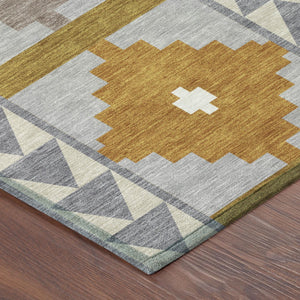 Southwestern Polyester Area Rug Washable Indoor Outdoor for Patios Entryways and Living Rooms