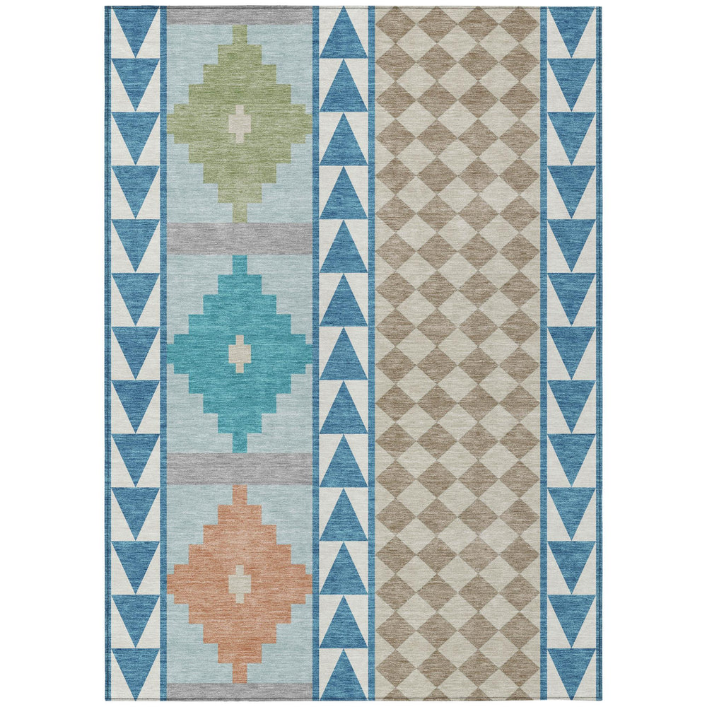 HomeRoots Southwestern Geometric Polyester Area Rug Machine Washable for Indoor Outdoor Patio Living 9' x 12' 728880