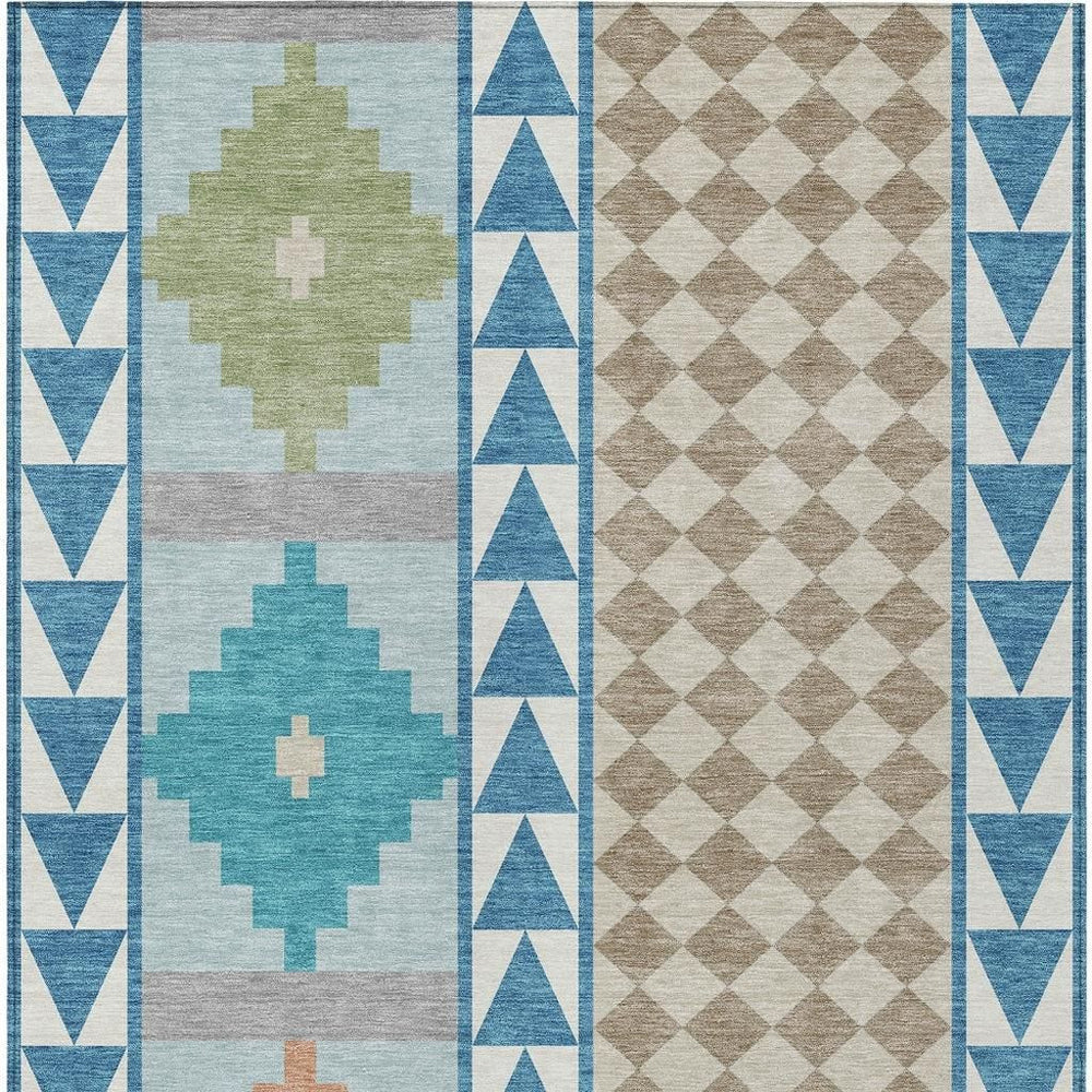 HomeRoots Southwestern Geometric Polyester Area Rug Machine Washable for Indoor Outdoor Patio Living 9' x 12' 728880